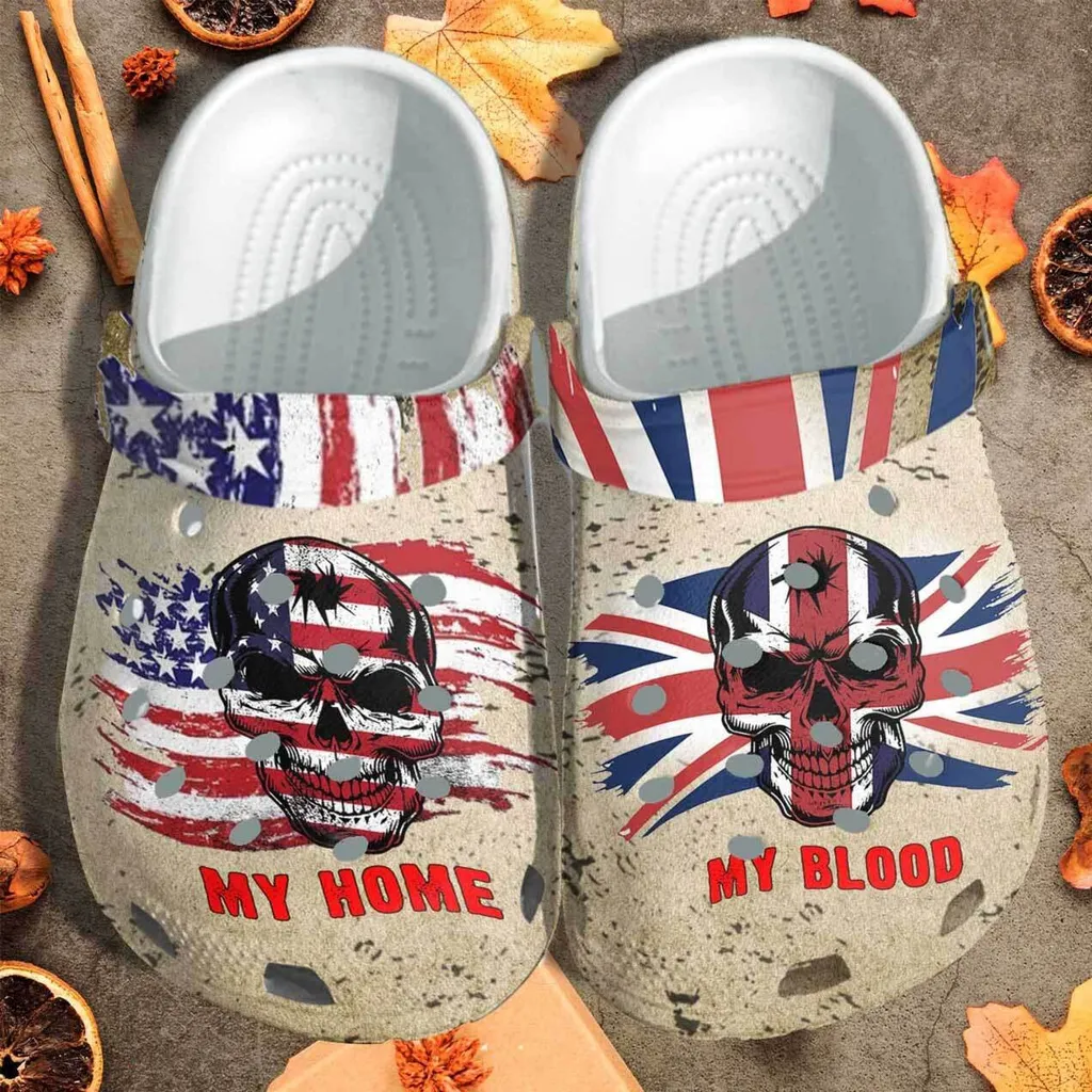 my blood uk my home usa flag custom crocs fhh0g