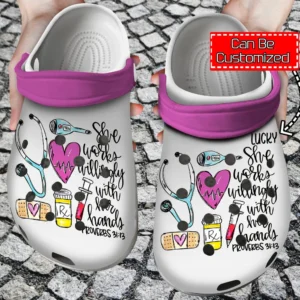 nurse personalized she works willingly crocs clog ryngf
