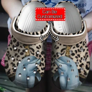 personalized dolphin leopard pattern crocs clog jzbz0