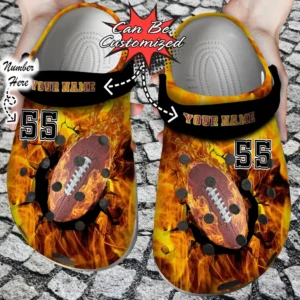 personalized fire football crack ball overlays crocs clog hp6lc