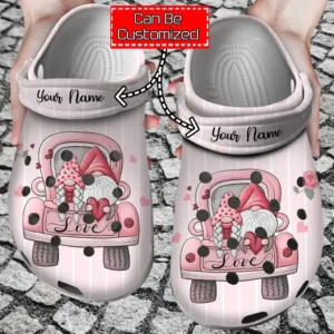 personalized love valentines day gnome truck crocs clog a1xkr