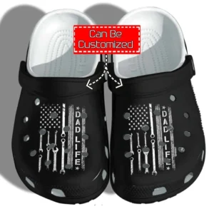 personalized mechanic flag fathers day gift for father crocs clog d04zg