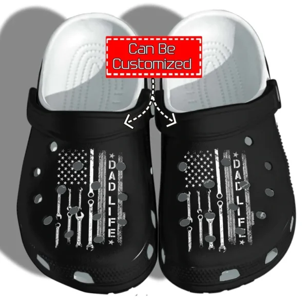 personalized mechanic flag fathers day gift for father crocs clog d04zg