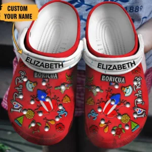 personalized puerto rico red crocs classic clogs t9dzw
