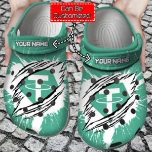 personalized usdt coin ripped through crocs clog ztbb3