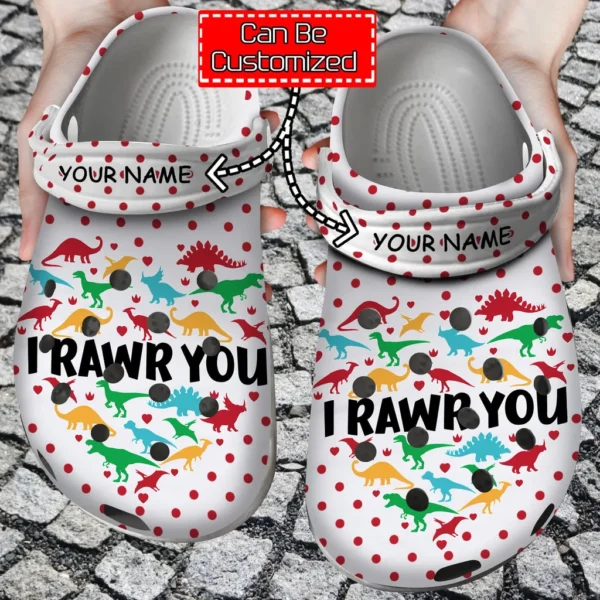 personalized valentine dinosaur i rawr you crocs crocs clog kb19i
