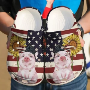 pig american flag crocs classic clogs ddogx