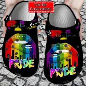 pride lips love is lgbt rainbow crocs clog oncpv