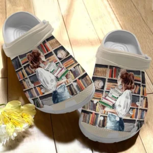 reading girl crocs classic clogs fwtpi