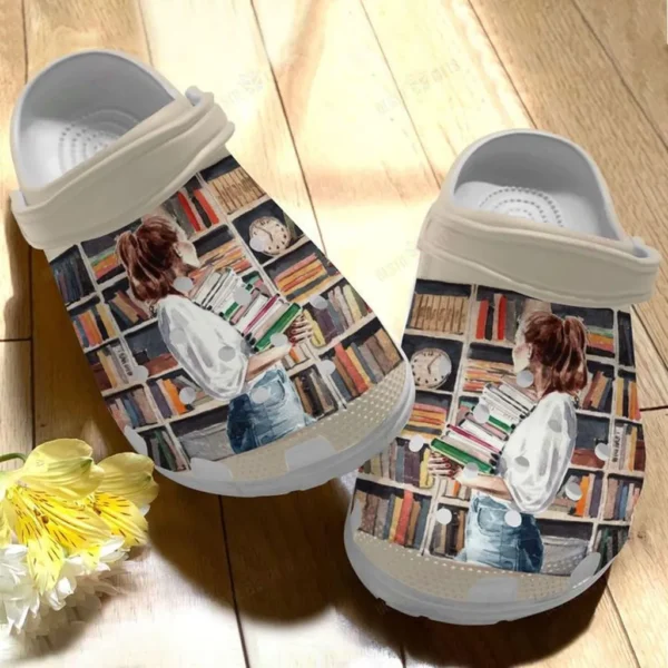 reading girl crocs classic clogs fwtpi