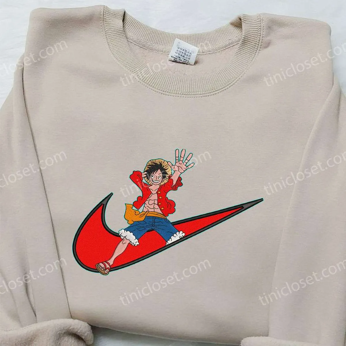 ruffy one piece x nike swoosh shirt one piece besticken sweatshirt anime x nike bestickter hoodie kegky