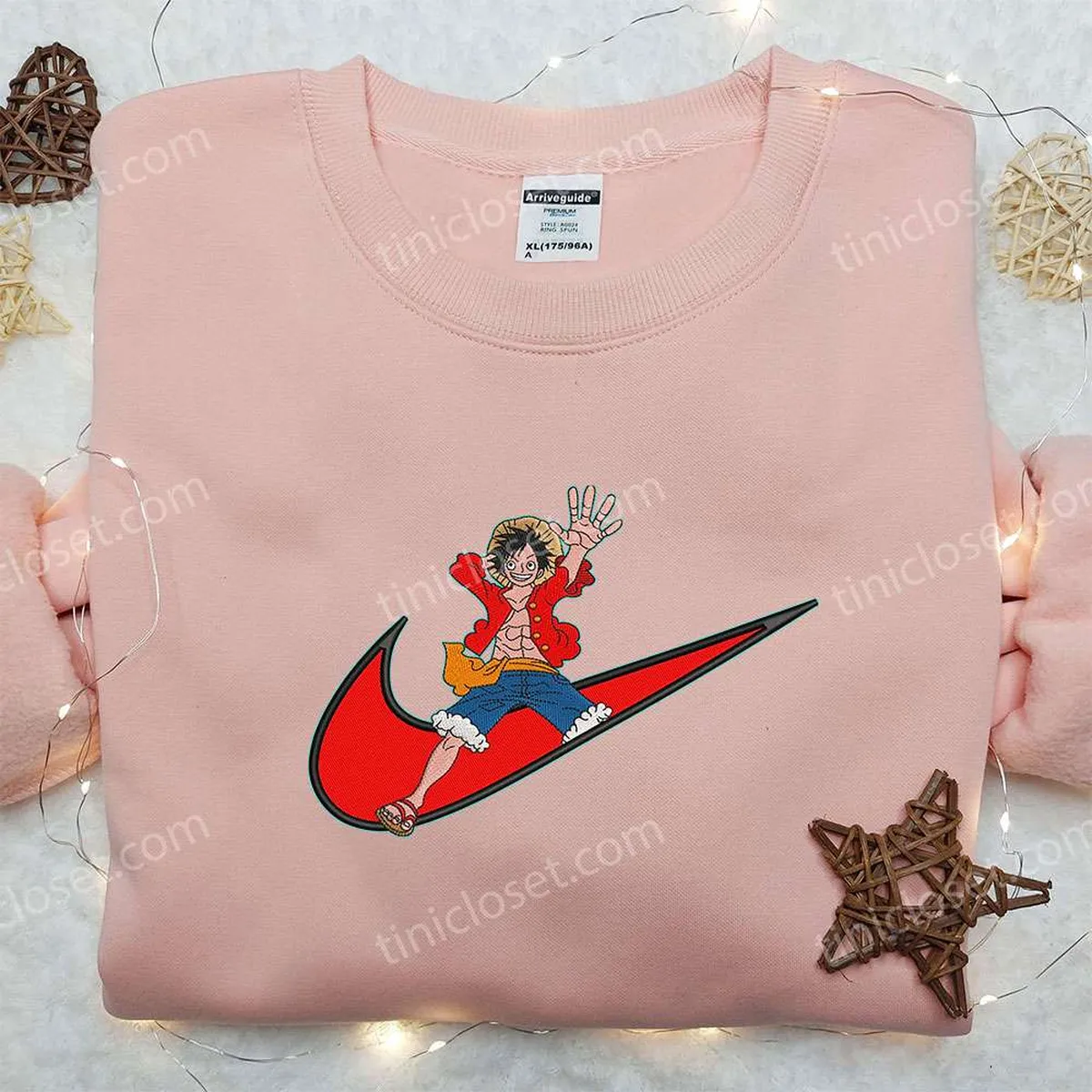 ruffy one piece x nike swoosh shirt one piece besticken sweatshirt anime x nike bestickter hoodie krgau