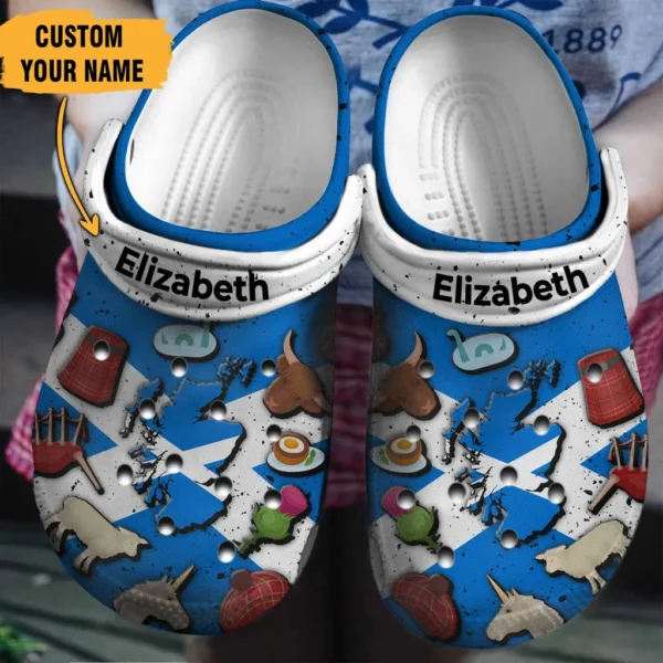 scotland flag symbols gift for fan classic water rubber crocs clog kaljw