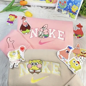 ses chibi patrick star und spongebob schwammkopf cartoon nike besticken sweatshirt modestil fr paare valentinstag gkz6o