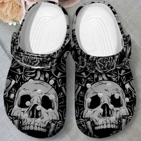 skull and rose crocs personalized crocs classic clogs