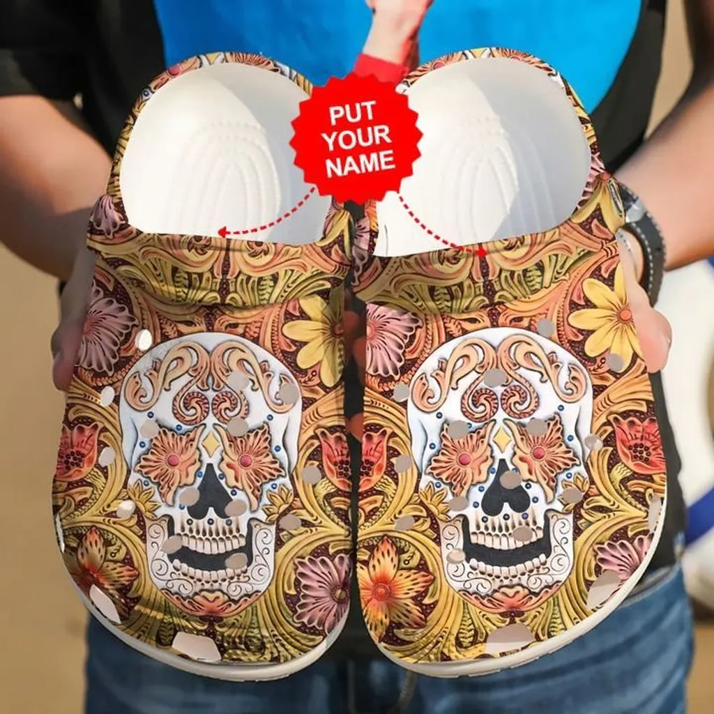 skulls floral crocs clog vzmcy