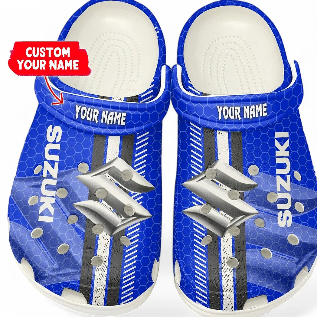 suzuki blue crocs shoes gift for suzuki blue lovers birthday gift for husband boyfriend car82022025654 white wqwn1