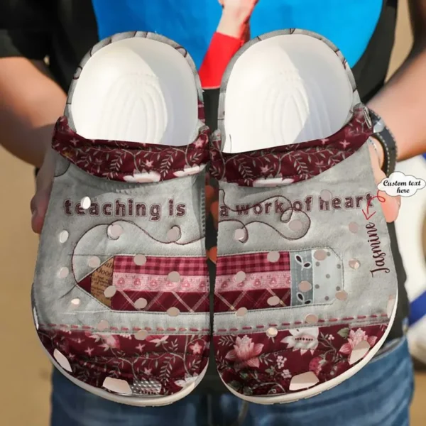 teacher personalized name teaching is a work of heart crocs crocband clog dpeoh