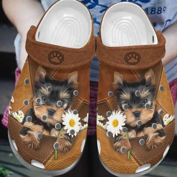 white sole daisy yorkie crocs classic clogs grk2p