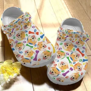 white sole shiba inu pattern crocs personalized crocs classic clogs juabh