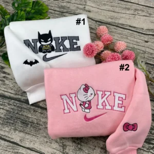 Batman und Hello Kitty Nike Besticktes Shirt, Besticktes Sweatshirt, Modestil für Paare