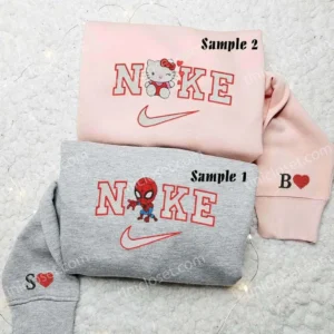 Hello Kitty Spider Man Cosplay x Nike besticken Hemd, besticken Sweatshirt, modischer Stil für Paare