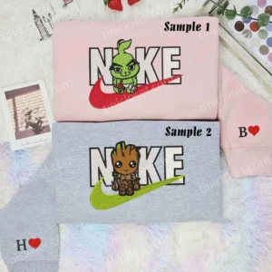 Baby Groot und Baby Grinch x Nike besticken Hemd, besticken Sweatshirt, modischer Stil für Paare