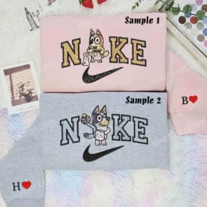 Bandit und Chili Heeler Bluey Cartoon x Nike besticken Hemd, besticken Sweatshirt, modischer Stil für Paare