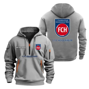 FC Heidenheim Hoodie Reißverschluss, Kapuzenpullover mit Allover-Druck BDE08040525242 - Grau