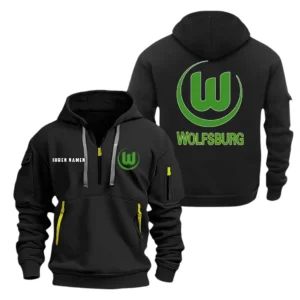 VfL Wolfsburg Hoodie Reißverschluss, Kapuzenpullover mit Allover-Druck BDE08040525246 - Schwarz