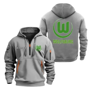 VfL Wolfsburg Hoodie Reißverschluss, Kapuzenpullover mit Allover-Druck BDE08040525246 - Grau