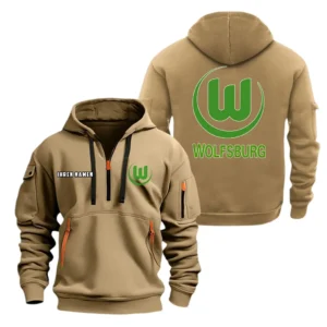 VfL Wolfsburg Hoodie Reißverschluss, Kapuzenpullover mit Allover-Druck BDE08040525246 - Khaki