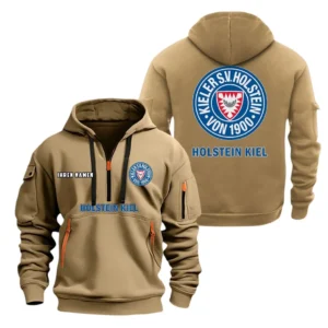 Holstein Kiel Hoodie Reißverschluss, Kapuzenpullover mit Allover-Druck BDE08040525253 - Khaki