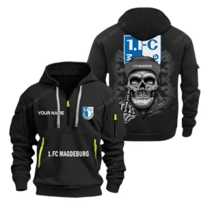 1. FC Magdeburg Hoodie Reißverschluss, Kapuzenpullover mit Allover-Druck 1. FC Magdeburg BDE13041125245 - Schwarz