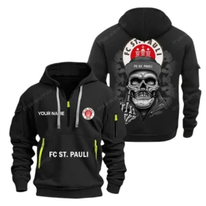 St. Pauli Hoodie Reißverschluss, Kapuzenpullover mit Allover-Druck St. Pauli BDE13041125266 - Schwarz
