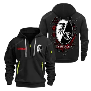 SC Freiburg Hoodie Reißverschluss, Kapuzenpullover mit Allover-Druck SC Freiburg BDE14041125678 - Schwarz