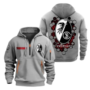 SC Freiburg Hoodie Reißverschluss, Kapuzenpullover mit Allover-Druck SC Freiburg BDE14041125678 - Grau