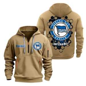 Hertha BSC Hoodie Reißverschluss, Kapuzenpullover mit Allover-Druck Hertha BSC BDE14041125688 - Khaki