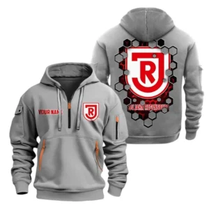 SSV Jahn Regensburg Hoodie Reißverschluss, Kapuzenpullover mit Allover-Druck SSV Jahn Regensburg BDE14041125689 - Grau