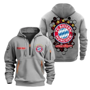 Bayern Munchen Hoodie Reißverschluss, Kapuzenpullover mit Allover-Druck Bayern Munchen BDE14041125690 - Grau