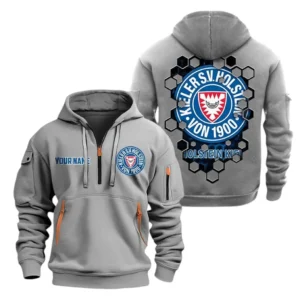 Holstein Kiel Hoodie Reißverschluss, Kapuzenpullover mit Allover-Druck Holstein Kiel BDE14041125691 - Grau