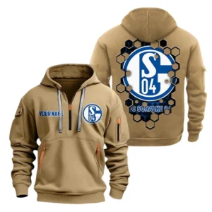 FC Schalke 04 Hoodie Reißverschluss, Kapuzenpullover mit Allover-Druck FC Schalke 04 BDE14041125717 - Khaki