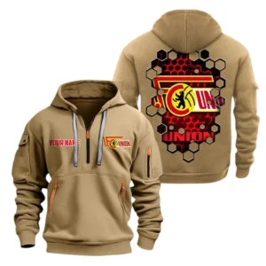 Union Berlin Hoodie Reißverschluss, Kapuzenpullover mit Allover-Druck Union Berlin BDE14041125719 - Khaki