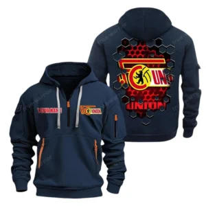 Union Berlin Hoodie Reißverschluss, Kapuzenpullover mit Allover-Druck Union Berlin BDE14041125719 - Marineblau