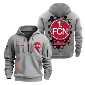 FC Nurnberg Hoodie Reißverschluss, Kapuzenpullover mit Allover-Druck FC Nurnberg BDE14041125720 - Grau