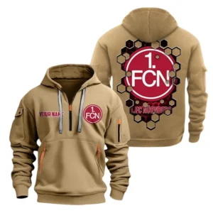 FC Nurnberg Hoodie Reißverschluss, Kapuzenpullover mit Allover-Druck FC Nurnberg BDE14041125720 - Khaki