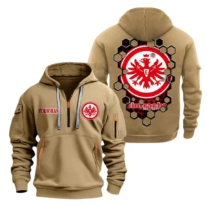 Eintracht Frankfurt Hoodie Reißverschluss, Kapuzenpullover mit Allover-Druck Eintracht Frankfurt BDE14041125722 - Khaki
