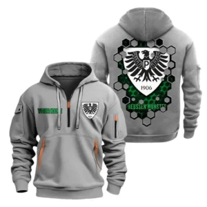 SC Preußen Münster Hoodie Reißverschluss, Kapuzenpullover mit Allover-Druck SC Preußen Münster BDE14041125725 - Grau