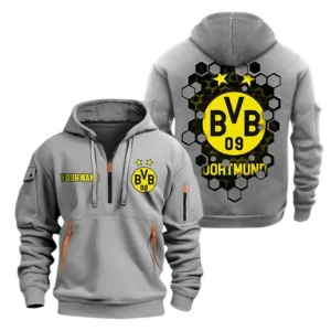 Borussia Dortmund Hoodie Reißverschluss, Kapuzenpullover mit Allover-Druck Borussia Dortmund BDE14041125728 - Grau