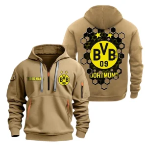 Borussia Dortmund Hoodie Reißverschluss, Kapuzenpullover mit Allover-Druck Borussia Dortmund BDE14041125728 - Khaki